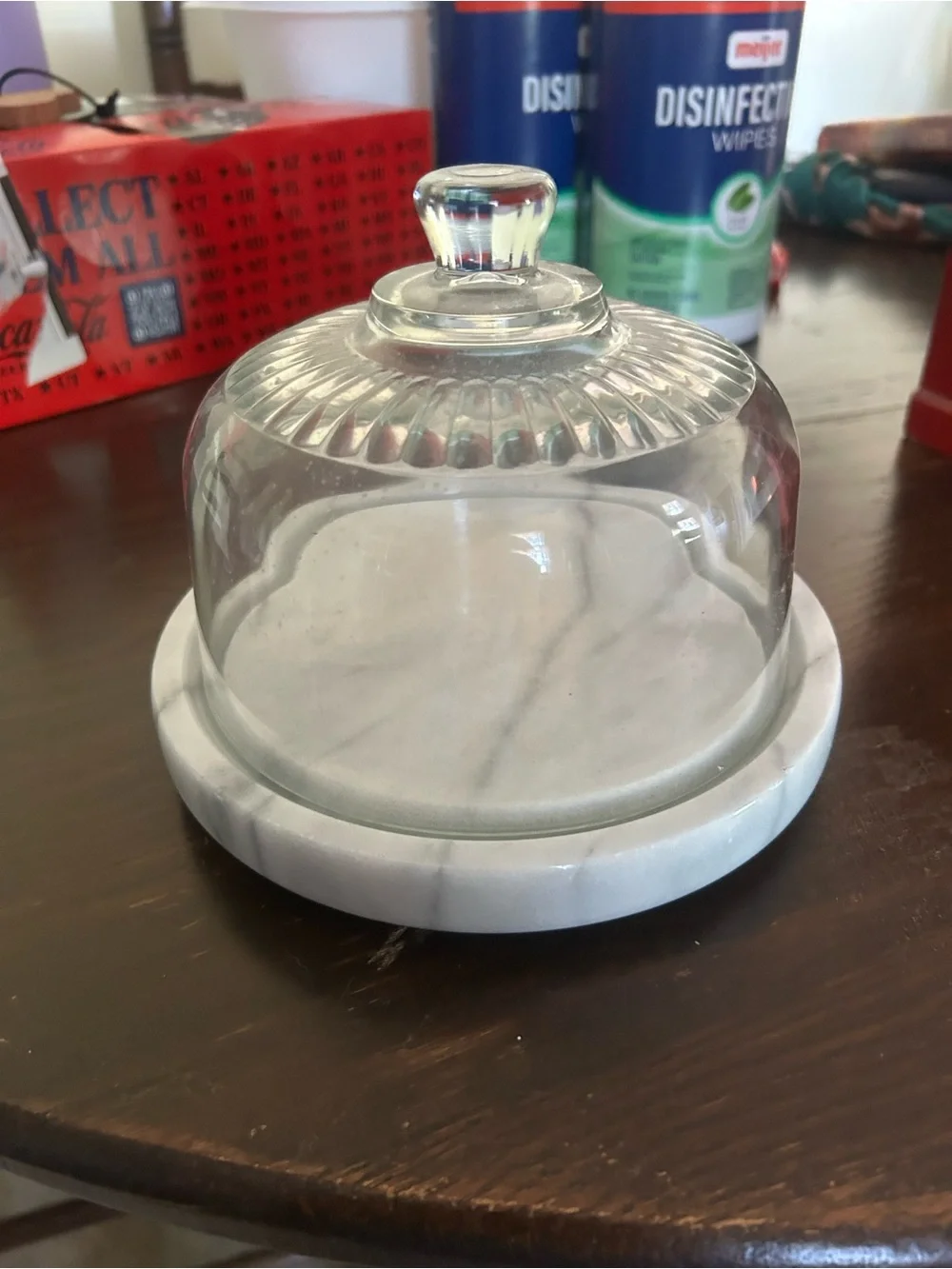 Vintage Marble Cheese Platter with Dome Lid
